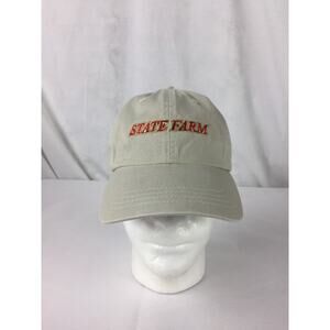 State Farm Adjustable Hat Cap Tan w/ Red Logo & Texas Flag Embroidery Back